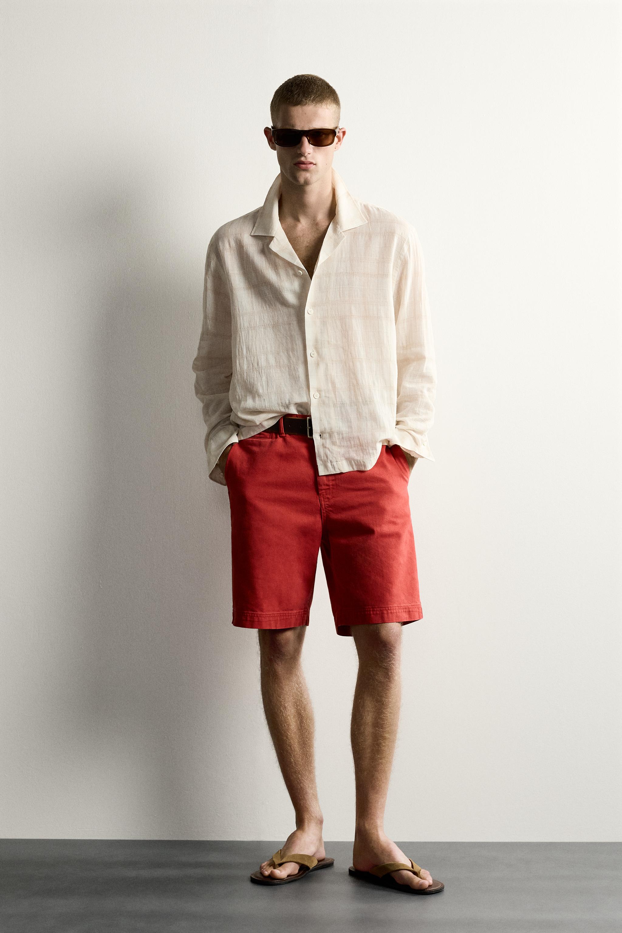 RELAXED FIT COTTON-LINEN JACQUARD SHIRT